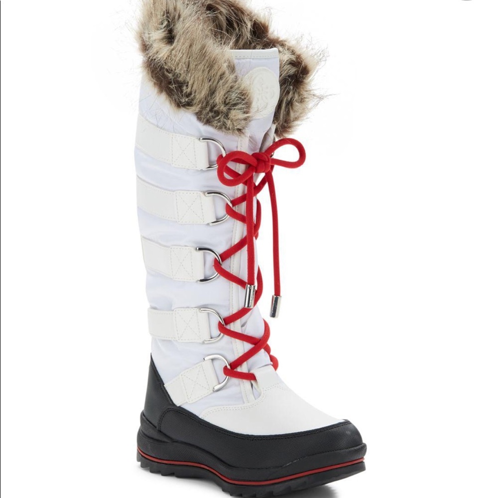 Guess Hadley lace up Snow Faux Fur trim Boots